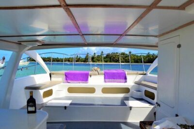 Private VIP Catamaran Party Boat Punta Cana Bavaro - Your 3-hour route: coral reef snorkeling, coconuts on the beach, natural pool time