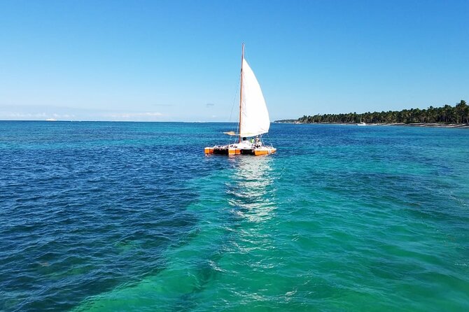 Punta Cana Private Sailing Experience - Sandbar cove with waist-deep water and a floating drinks bar