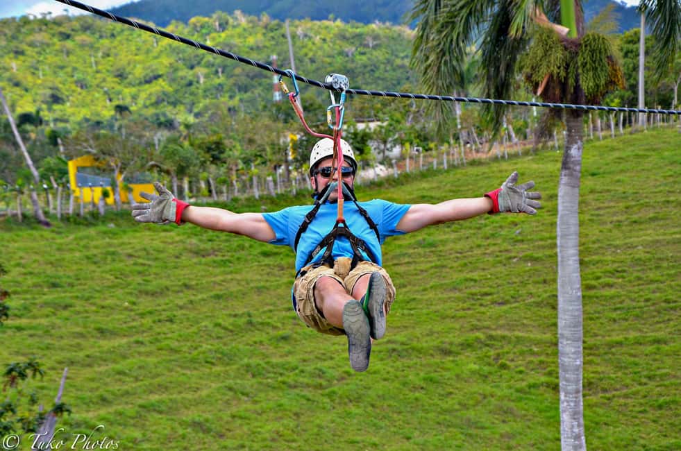 Punta Cana: Zip Line Adventure with Suspension Bridge - On the platforms: heights, wind, and that ranch backdrop