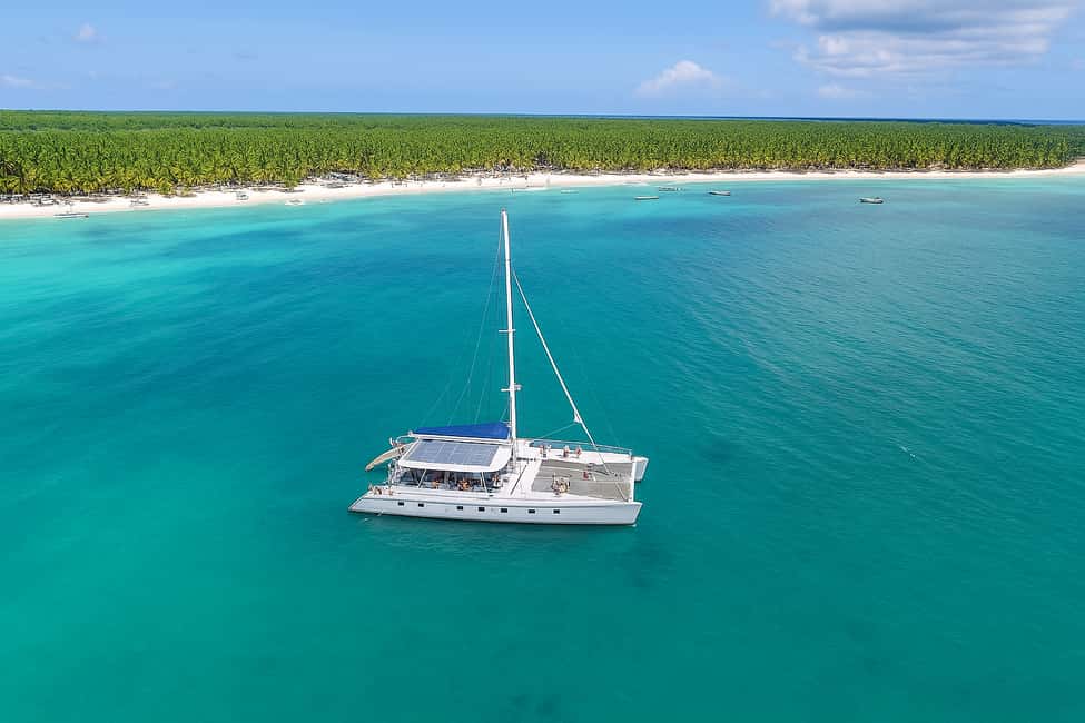 Saona Exclusive Catamaran – Small Group Experience - The first beach stop: an amenity-equipped Saona moment (not a free-for-all)